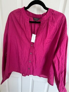 Banana Republic Fuchsia Button-Down Textured Women's Top